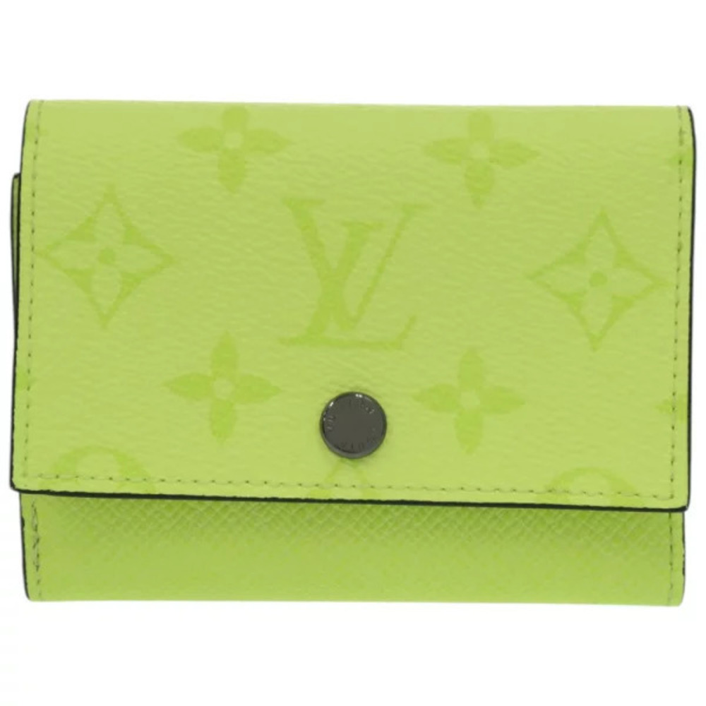 Louis Vuitton Victor Wallet Taigarama Taiga Fluorescent Yellow LV Tri fold